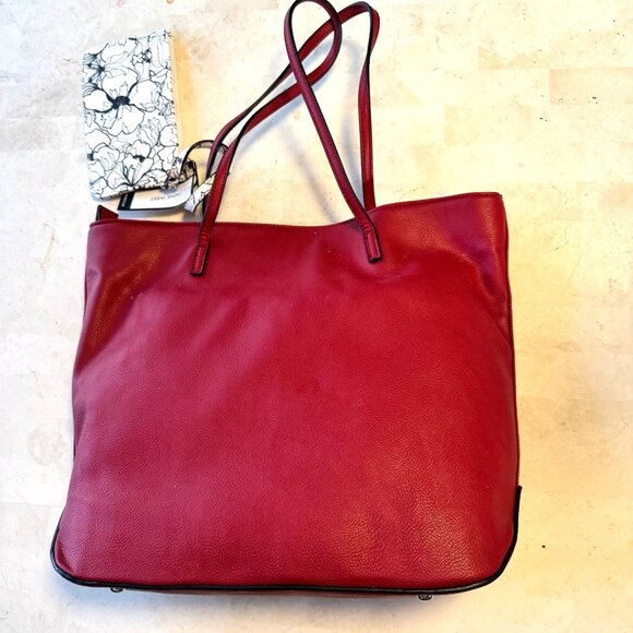 Nine West Blake Red Large Shoulder Tote Bag Purse & Bonus Black/White  Pouch NEW - Picture 4 of 16